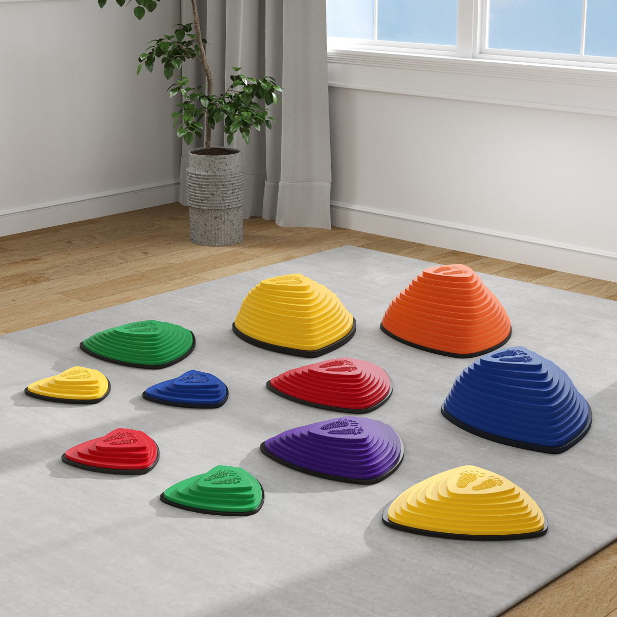 AIYAPLAY 11-Piece Non-Slip Stepping Stones for Kids Balance Training