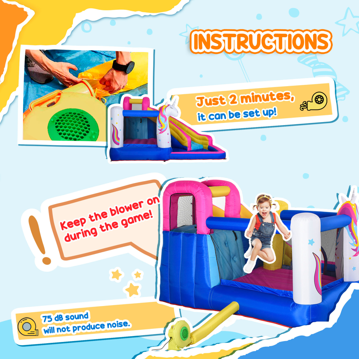 Outsunny 5-in-1 Bouncy Castle Inflatable Play Centre with Blower, Slide, Pool, Trampoline, Climbing Wall and Basketball Hoop, for Ages 3-8 Years