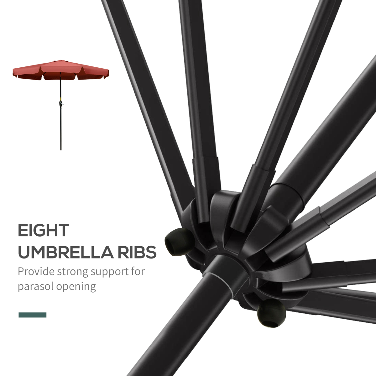 Outsunny 2.66m Wine Red Garden Parasol Patio Umbrella with Crank Handle and Tilt Function