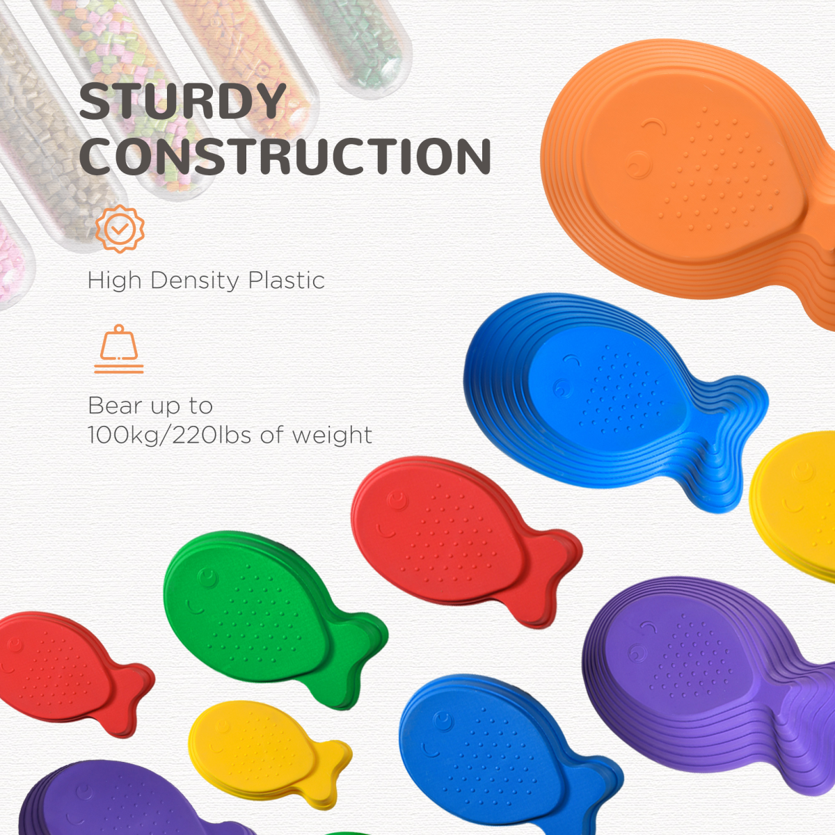 11-Piece Fish-Shaped Balance Stepping Stones for Kids, Multicoloured