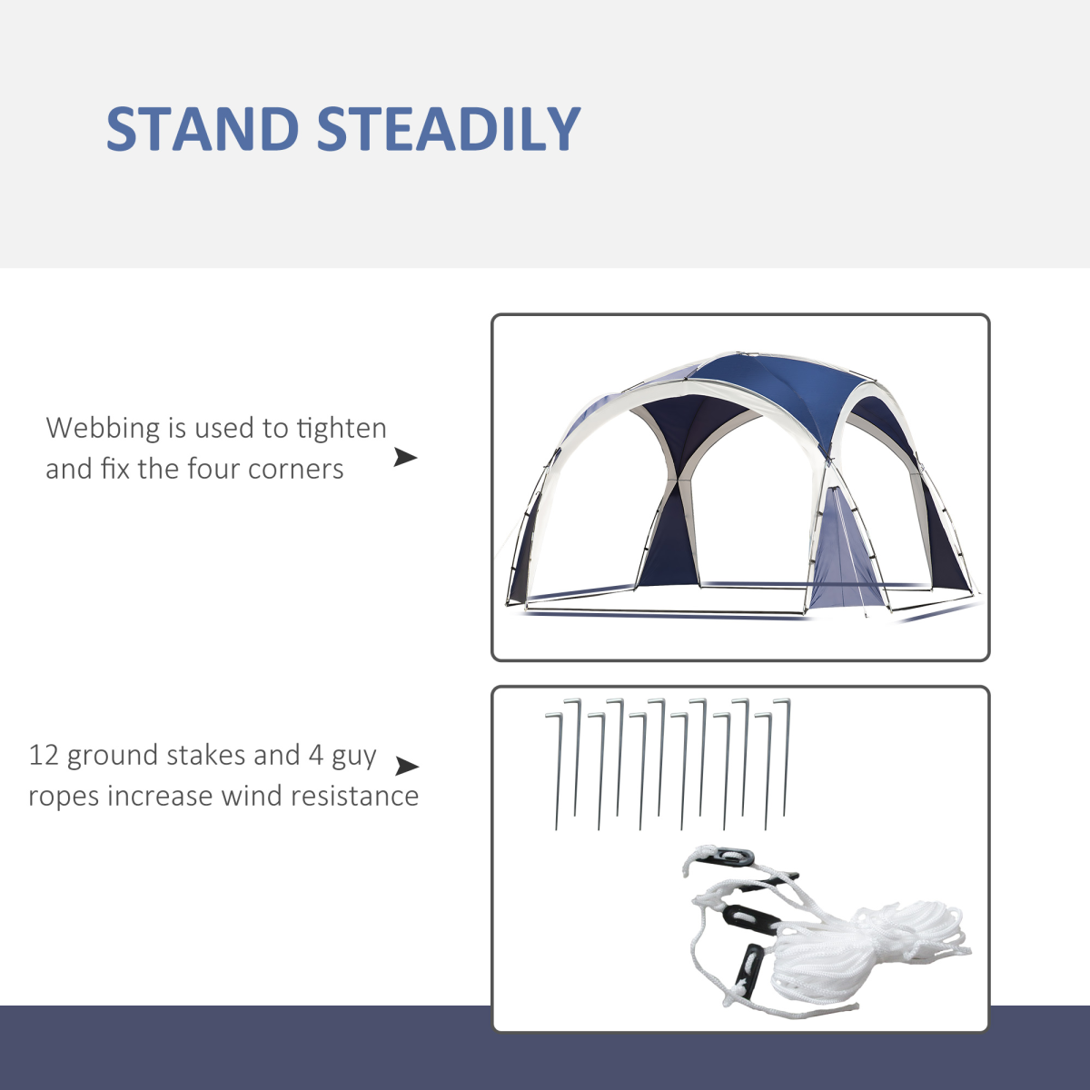 Outsunny 3.5 x 3.5m Dome Gazebo Party Tent Shelter