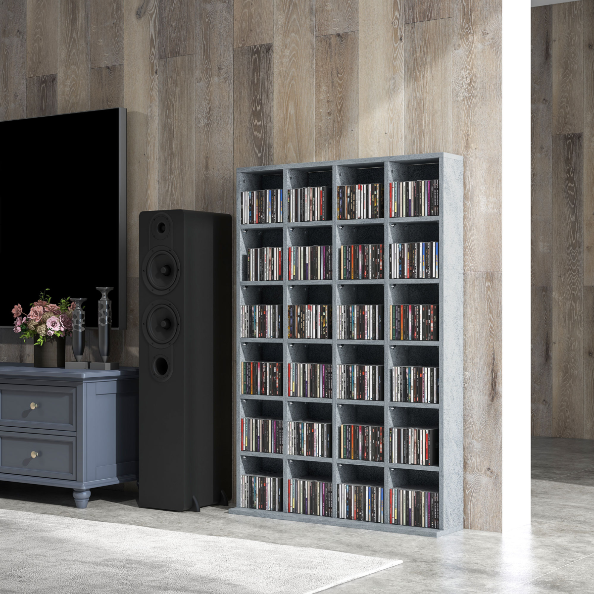 HOMCOM Grey Media Storage Rack for 480 CDs or 312 DVDs/Blu-rays