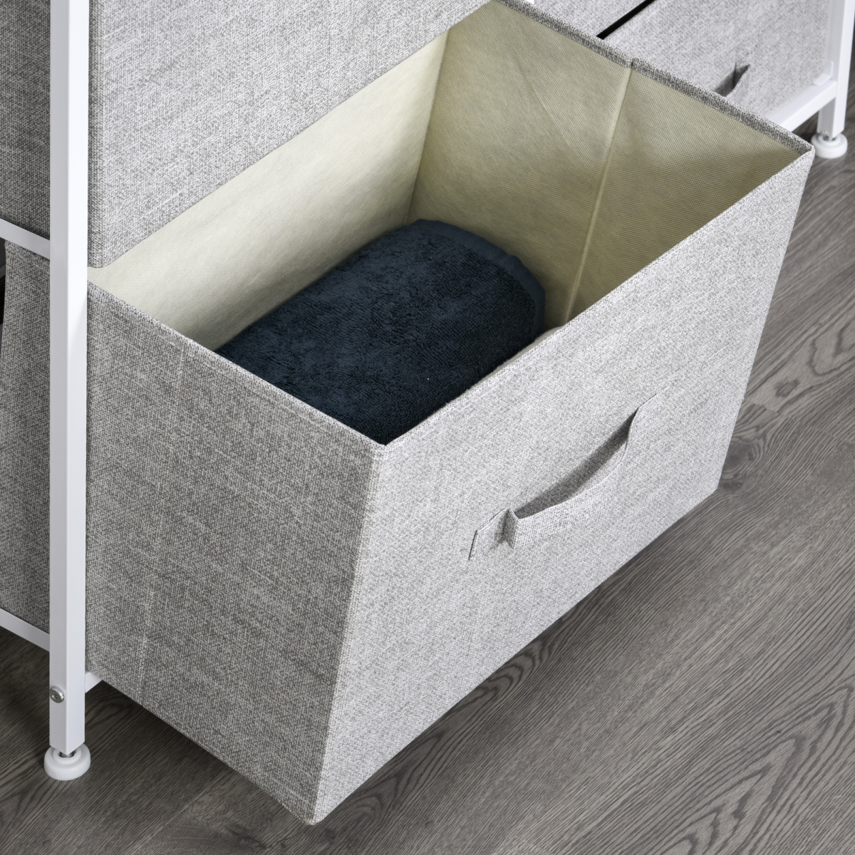 4 Drawer Linen Basket Storage Unit with Wood Top, Metal Frame and Handles HOMCOM
