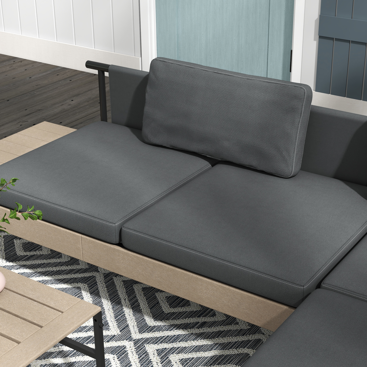 Outsunny 3-Piece HDPE Garden Sofa Set with Cushions, Grey