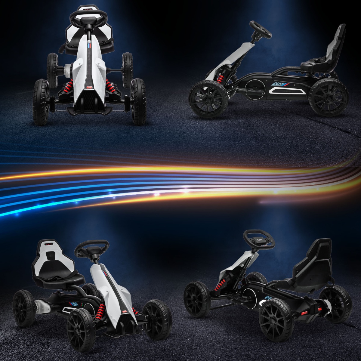 HOMCOM 12V Electric Go Kart, 2 Speeds, Forward/Reverse, White