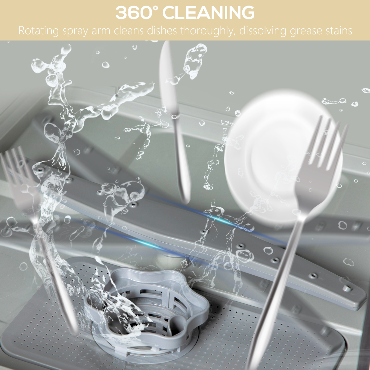 HOMCOM Table Top Dishwasher, 4 Place Settings, 6 Programmes, Fruit Wash Mode