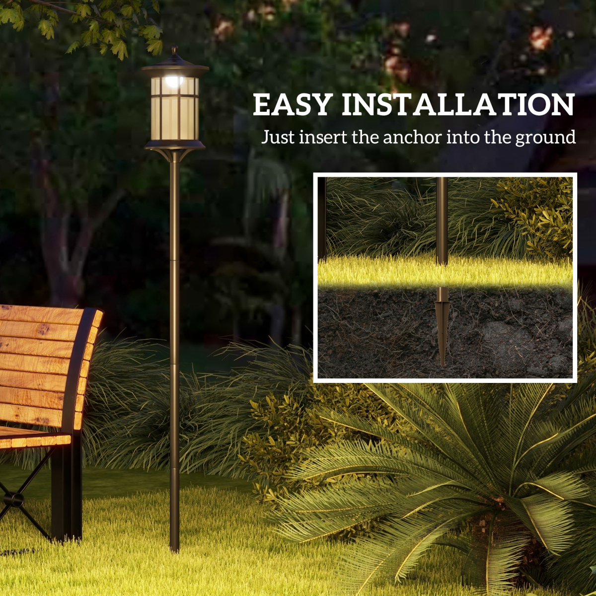 Outsunny LED Solar Outdoor Post Lights, IP44 Waterproof, Cool White, 2 Pack
