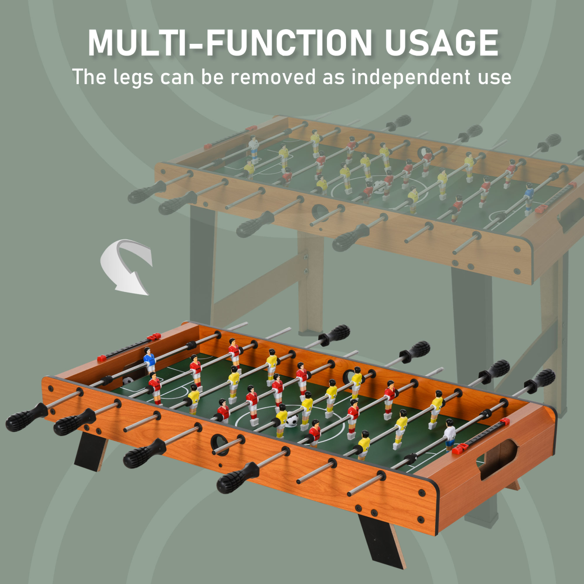 Wooden 84.5cm Foosball Table, 4-Player Football Game, 2 Balls