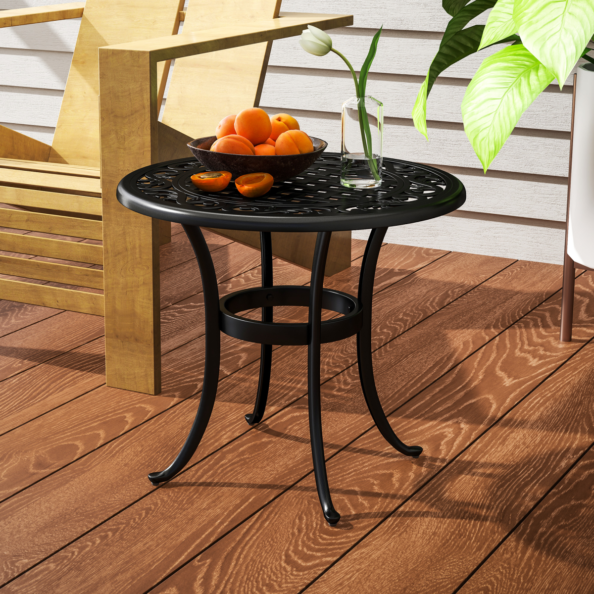 Outsunny Black Aluminium Outdoor Garden Side Table, 60kg Capacity