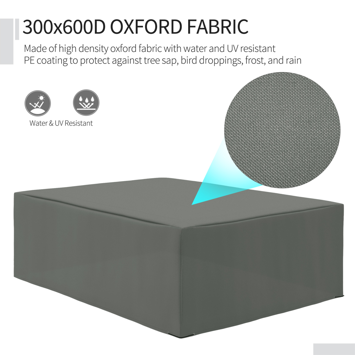 Outsunny 275 x 205cm Garden Furniture Cover, Water and UV Resistant PE Coated Oxford Fabric