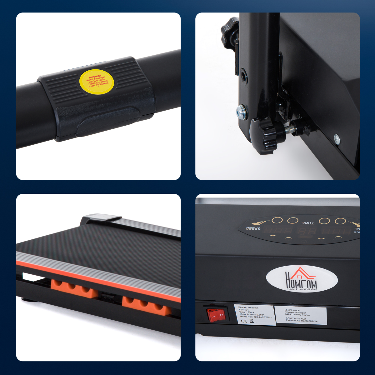 Folding Motorized Treadmill with Remote Control, 1-6 km/h