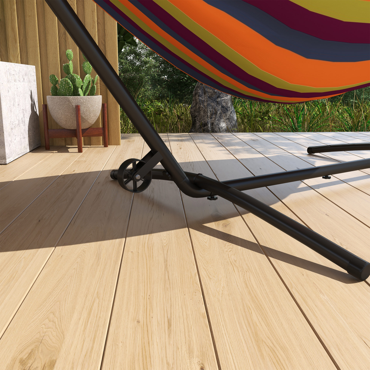 Outsunny Adjustable Hammock Stand with Wheels and Carry Bag, Black