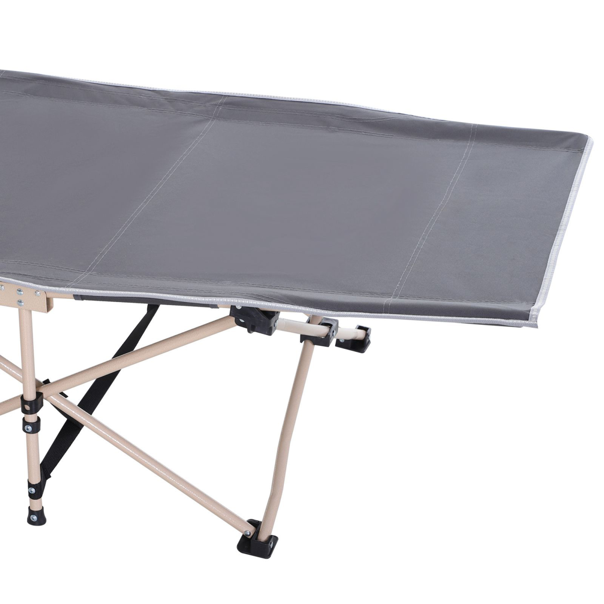 Outsunny Portable Outdoor Camping Cot with Steel Frame and Travel Bag, Grey and Beige