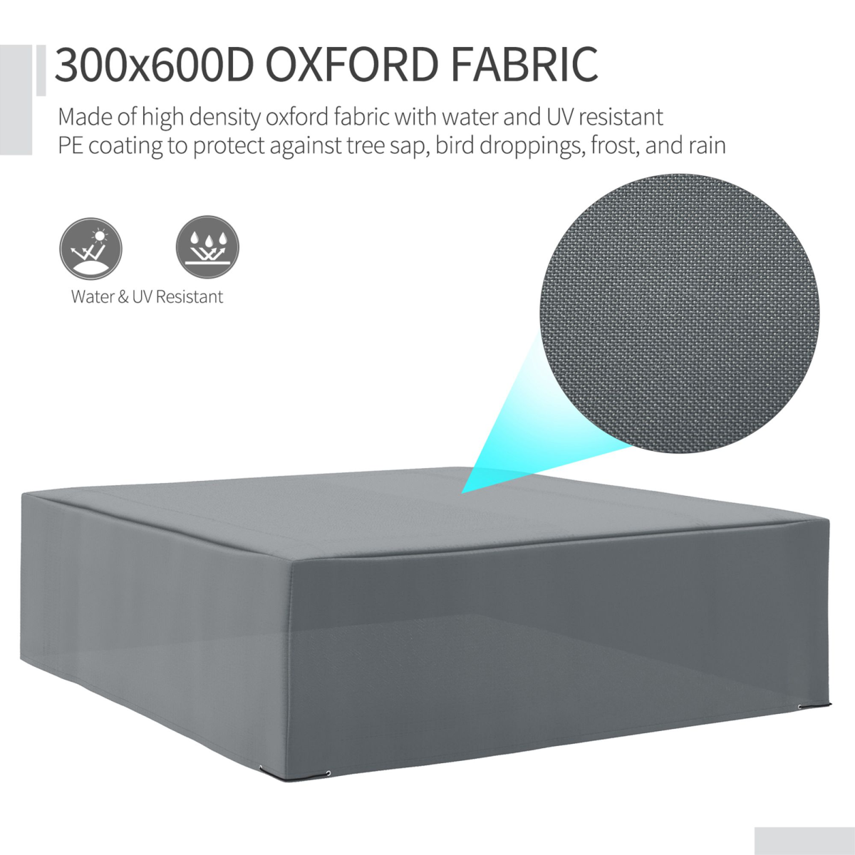 Outdoor Garden Furniture Cover, Water & UV Resistant, 225x210cm