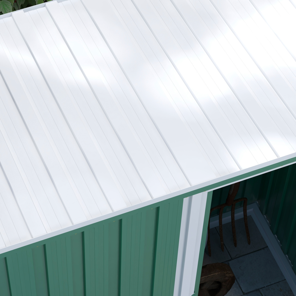 Outsunny 5 x 3ft Galvanised Steel Garden Storage Shed with Sliding Door and Sloped Roof, Green
