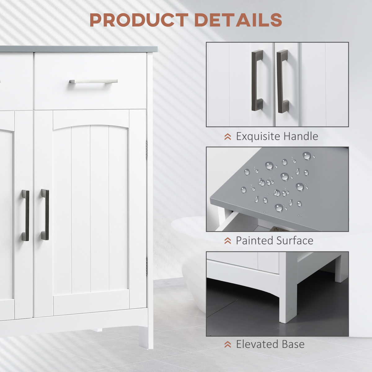 Freestanding Bathroom Storage Cabinet with 2 Drawers, 2 Doors and Adjustable Shelf