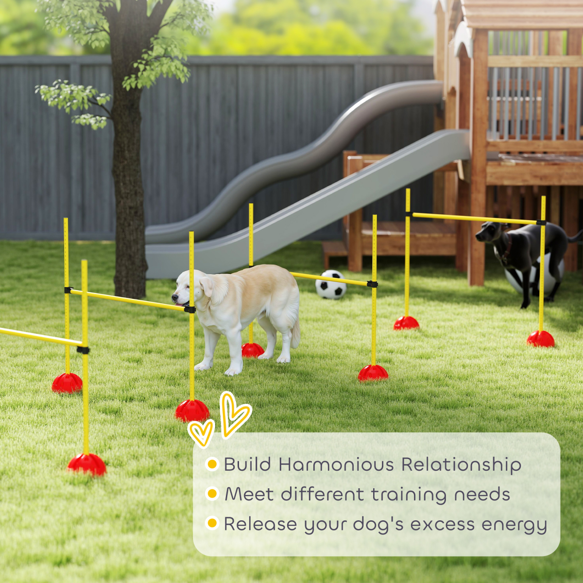 PawHut 4-Piece Adjustable Dog Agility Jump Set with Carry Bag