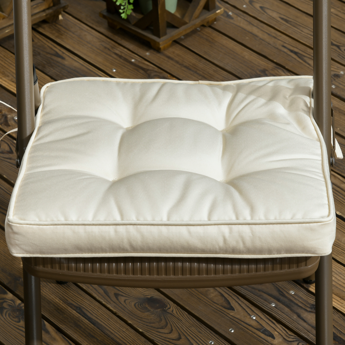 Outsunny 45 x 45cm Garden Seat Cushion with Ties, Cream