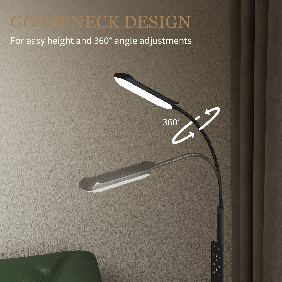HOMCOM LED Floor Lamp with Magnetic Remote and Touch Control, Black