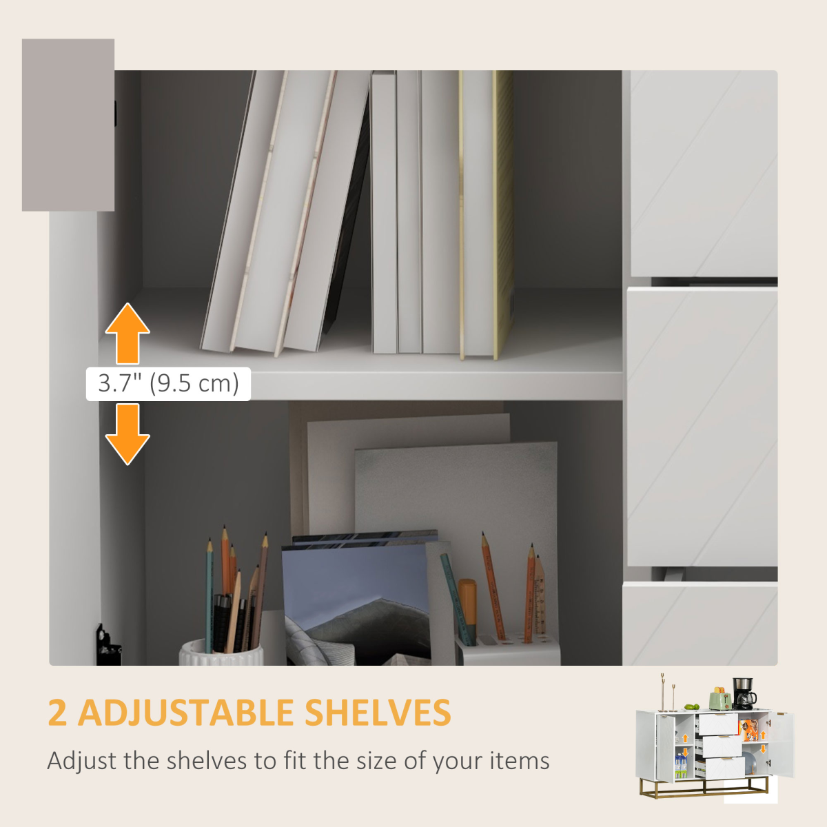 Modern Freestanding Storage Cabinet with 3 Drawers and 2 Doors