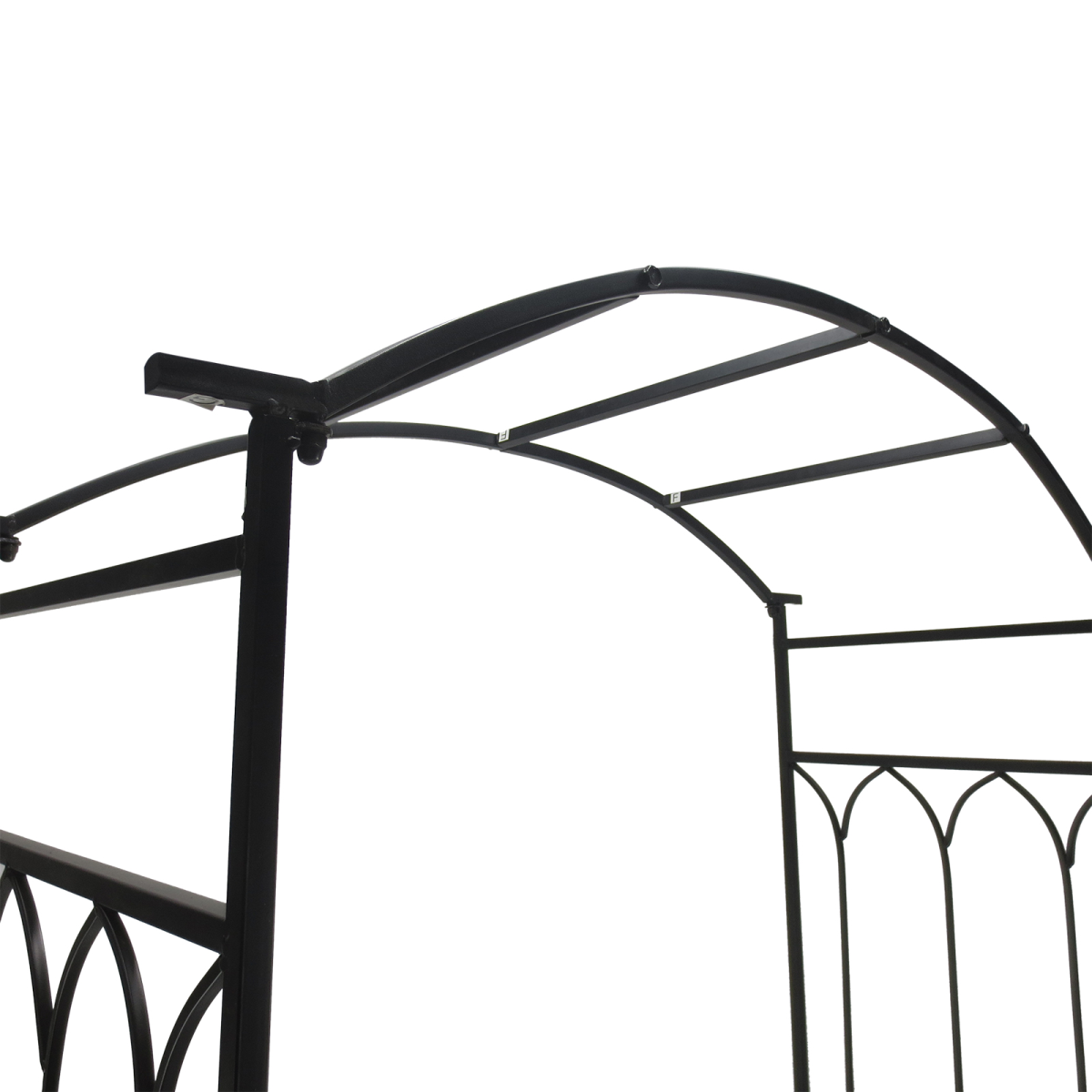 Black Metal Garden Arbour Bench Trellis for Climbing Plants