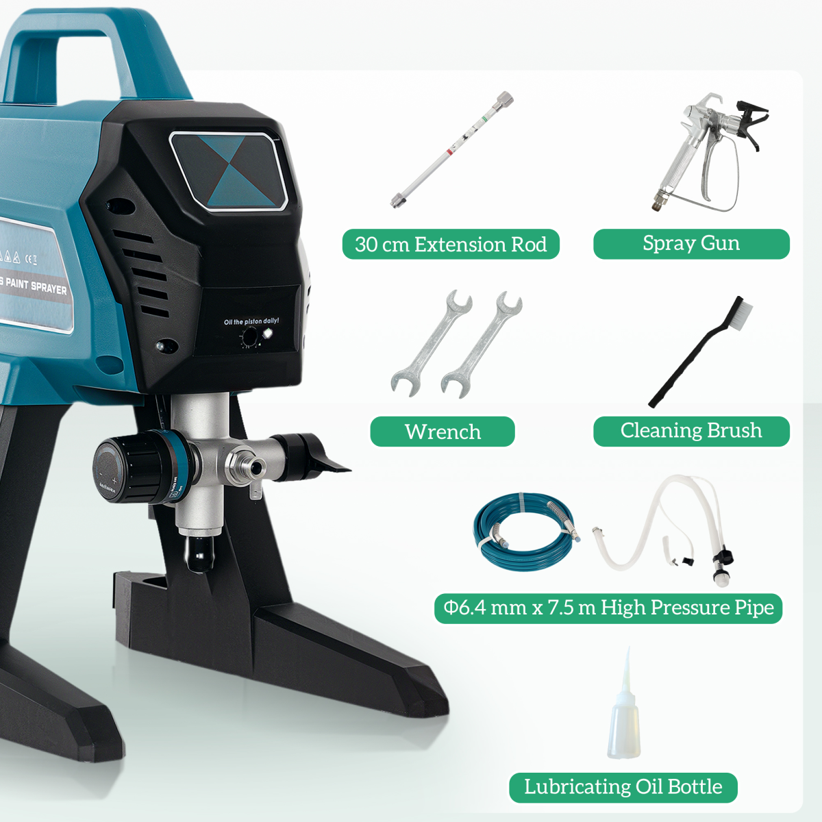 HOMCOM Airless Paint Sprayer, 200 Bar Wall Spray Gun for DIY