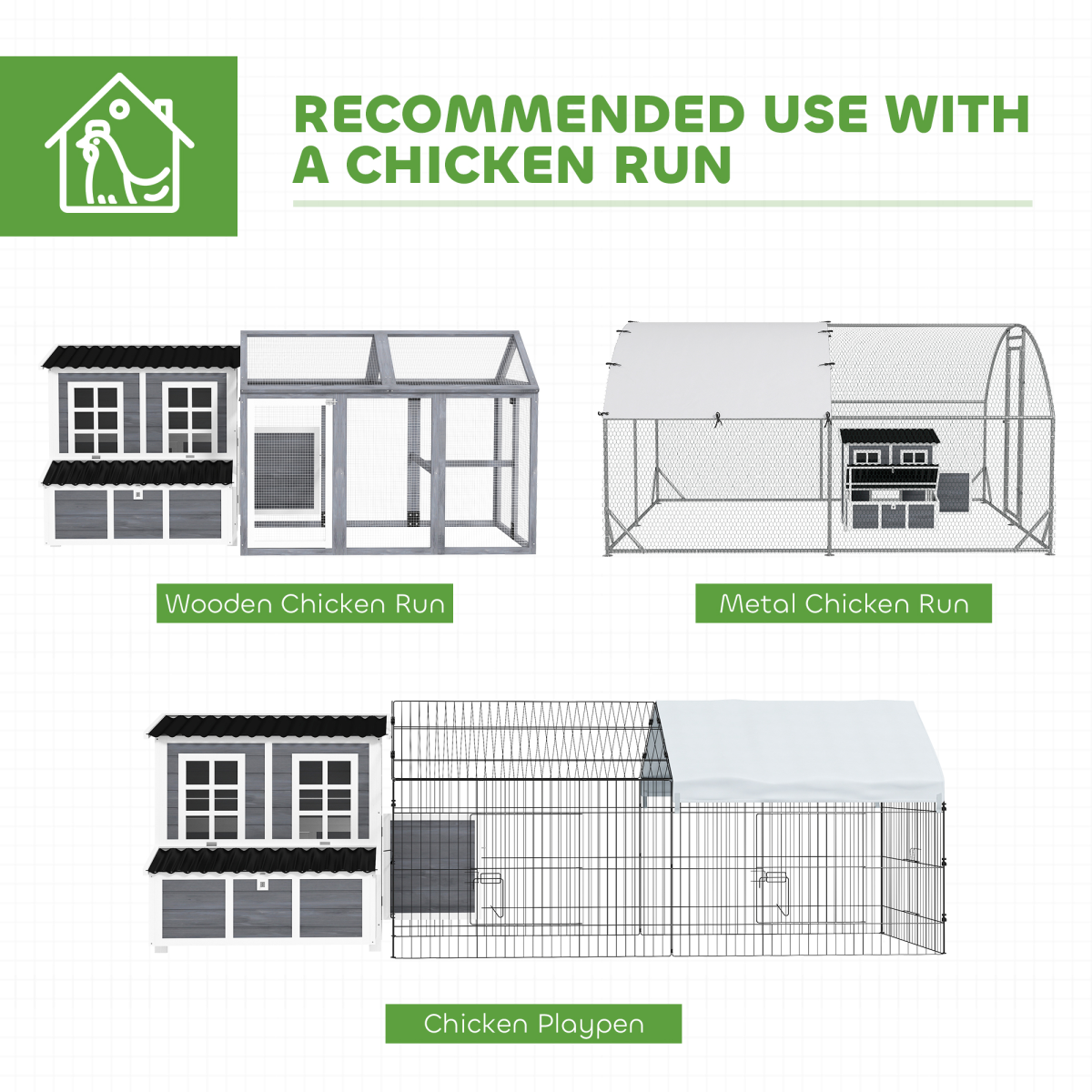 PawHut Wooden Chicken Coop with Nesting Box for 4-6 Chickens