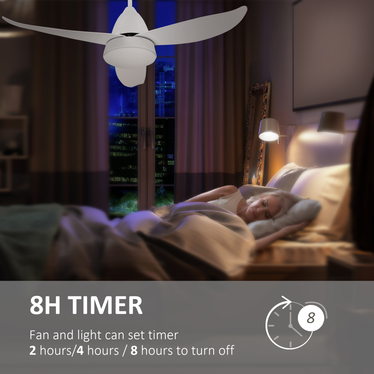 HOMCOM Reversible Ceiling Fan with Light, 3-Blade White, 6-Speed Remote Control, 4000K LED Light