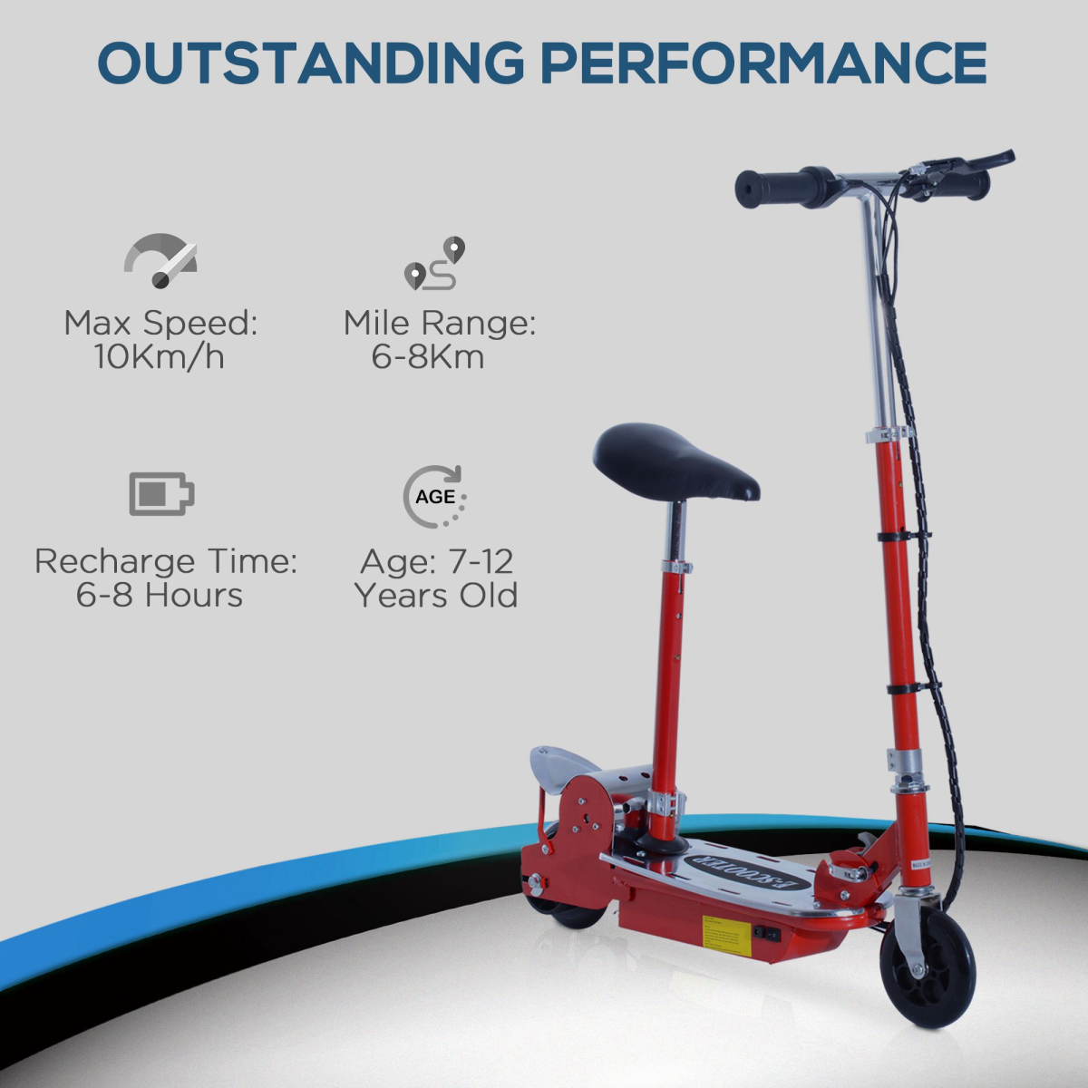 Foldable Electric Scooter for Kids Ages 7-12, 12V 120W, Adjustable Height, Rear Brake