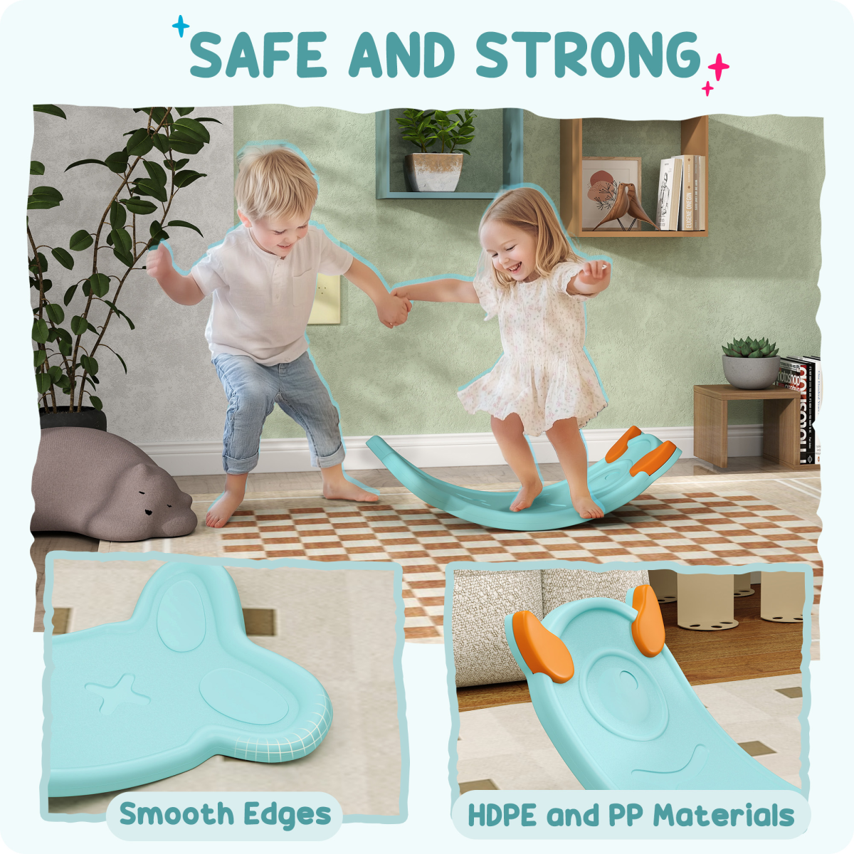 AIYAPLAY Kids Balance Board for Training & Sensory Play, Light Blue