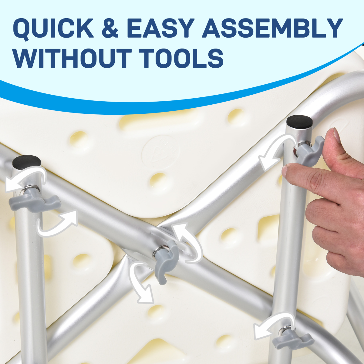 HOMCOM Height Adjustable Aluminum Shower Chair with Removable Back Support, Padded Armrests, Padded Handles, Non-Slip Tips, 135kg Capacity
