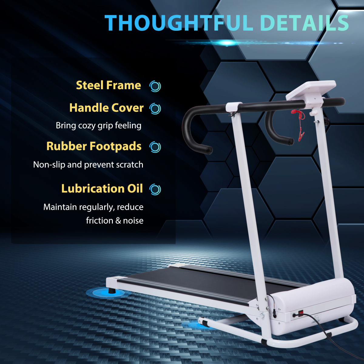 1-10Km/h Folding Treadmill Home Running Fitness Machine Safety Stopper HOMCOM