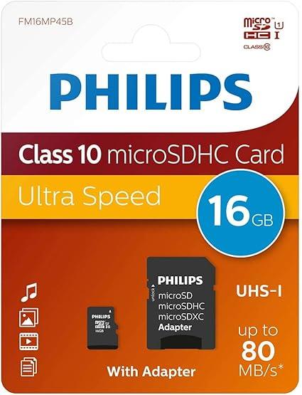 Philips 16 GB Micro SDXC Card Class 10 UHS-I U1 with Adapter