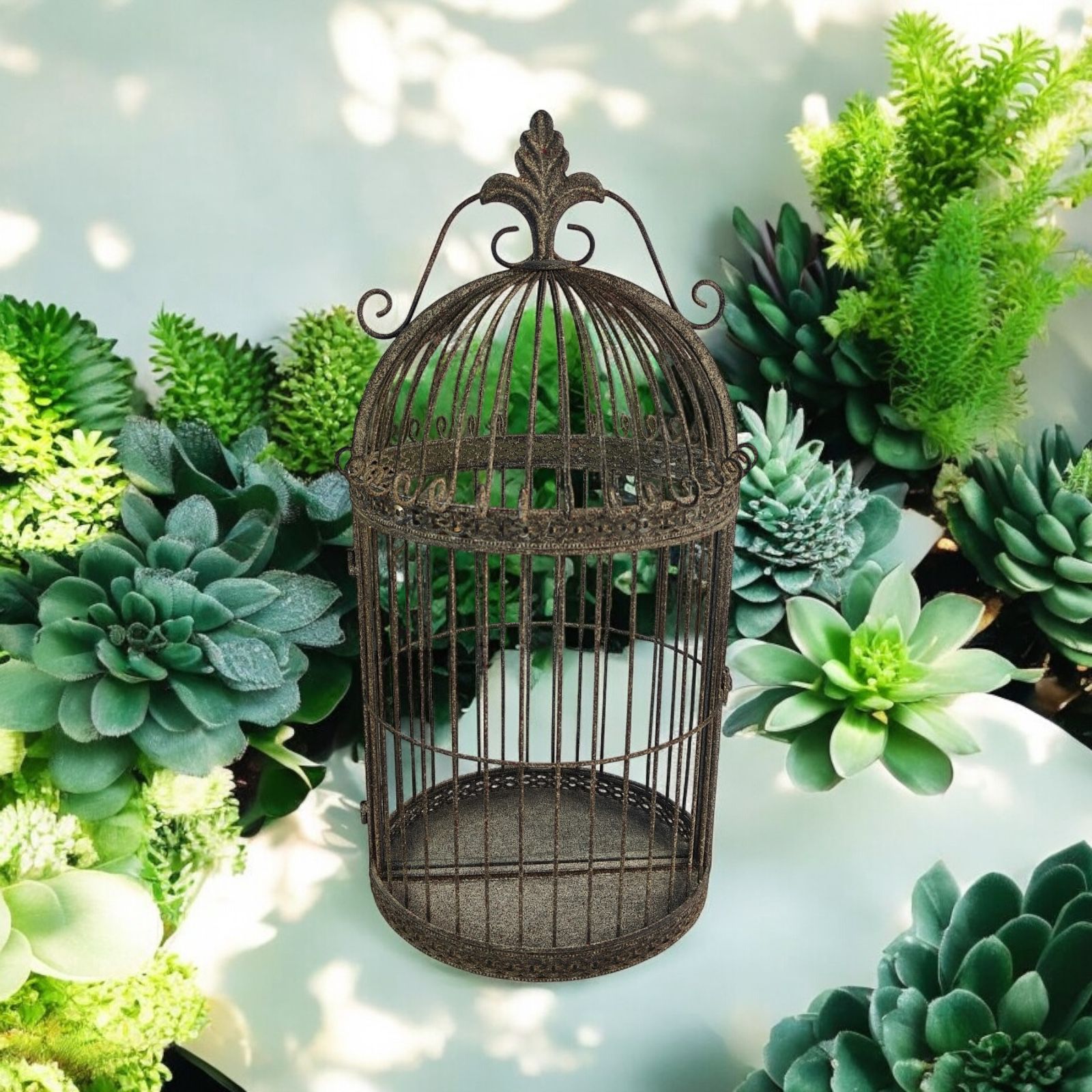 MSL 63cm Metal Cage Wall Mirror Decorative Garden Accessory