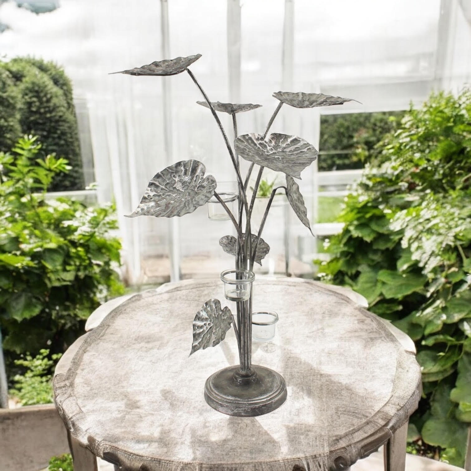 MSL 74cm Silver Metal Candle Holder, Hand Finished Elegant Home Decor