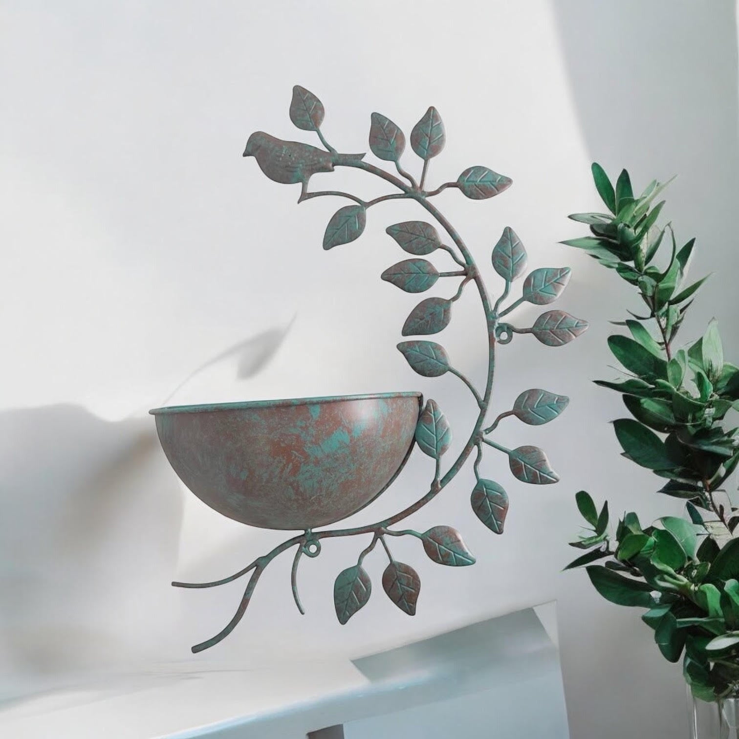 MSL 42cm Green Metal Garden Planter Pot