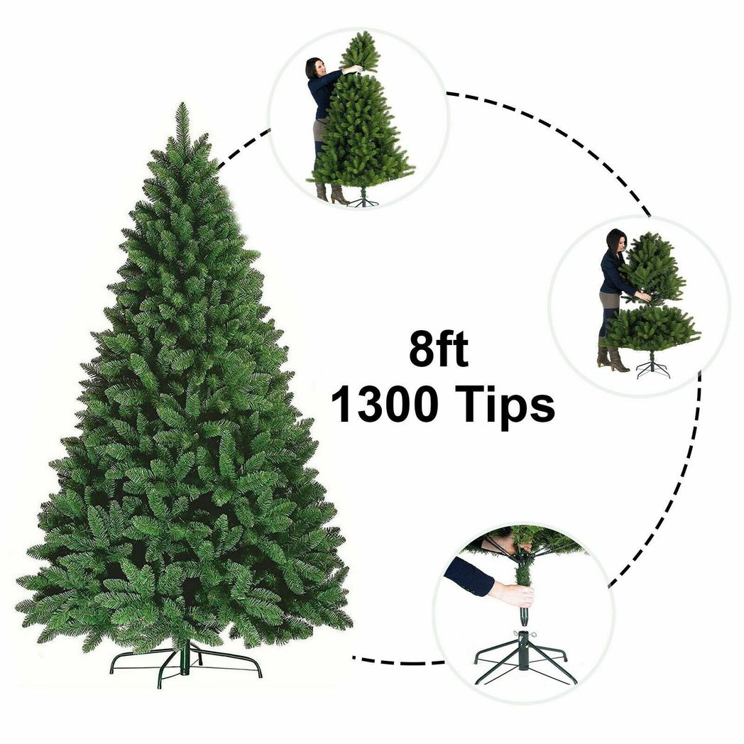 8ft Colorado Green Pine Artificial Christmas Tree with Metal Stand