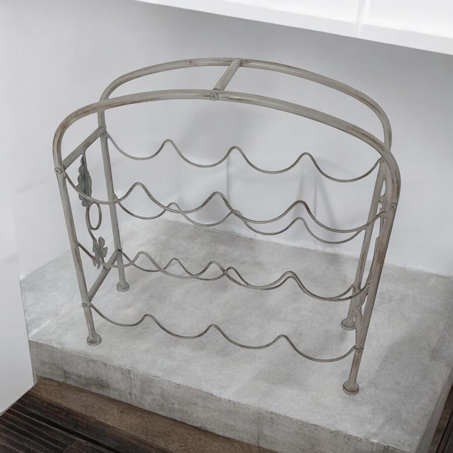 MSL 40cm Cream Cast Iron Effect Wine Rack - 12 Bottle Holder