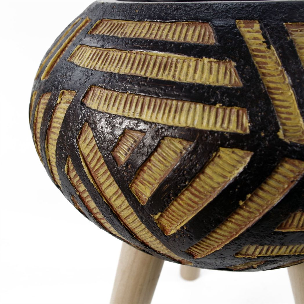 Bali 45cm x 34cm Fibreglass Composite Oval Large Planter with Wooden Legs