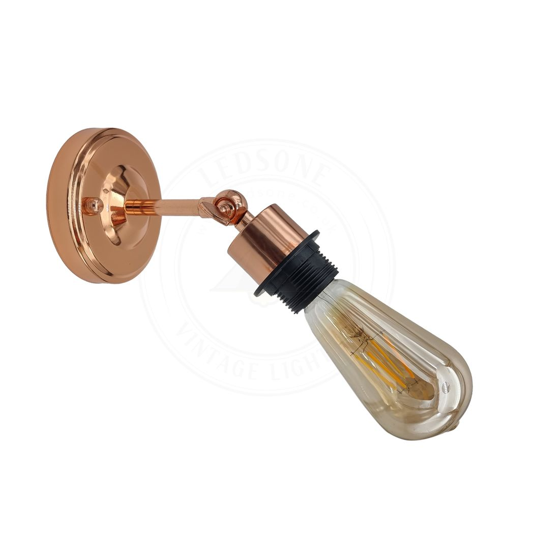 Vintage Rose Gold Metal Bowl Wall Light, Retro E27 Hardwired