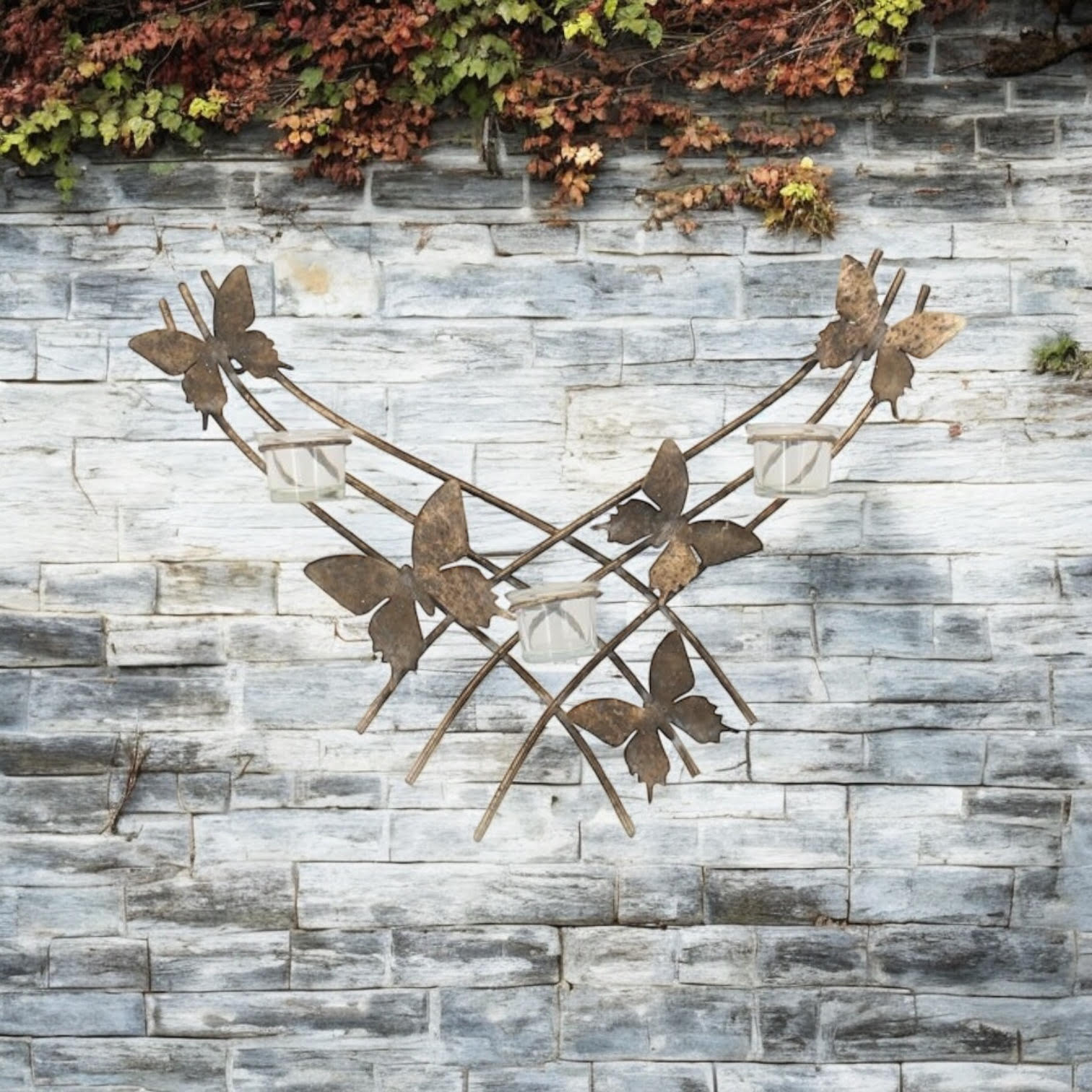 55cm Metal Butterfly Candle Holder