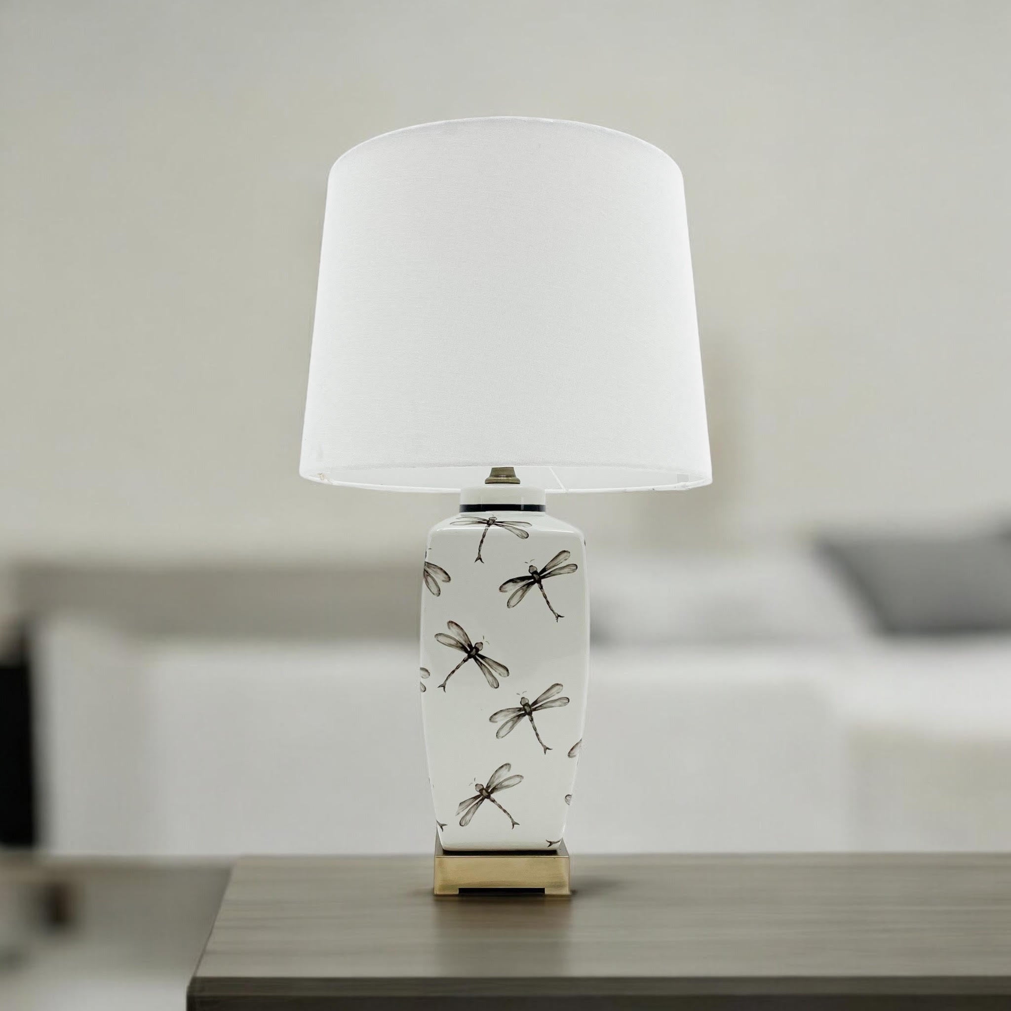MSL 43cm Traditional Ceramic Table Lamp with Shade, Inline Rocker Switch, Double Insulated
