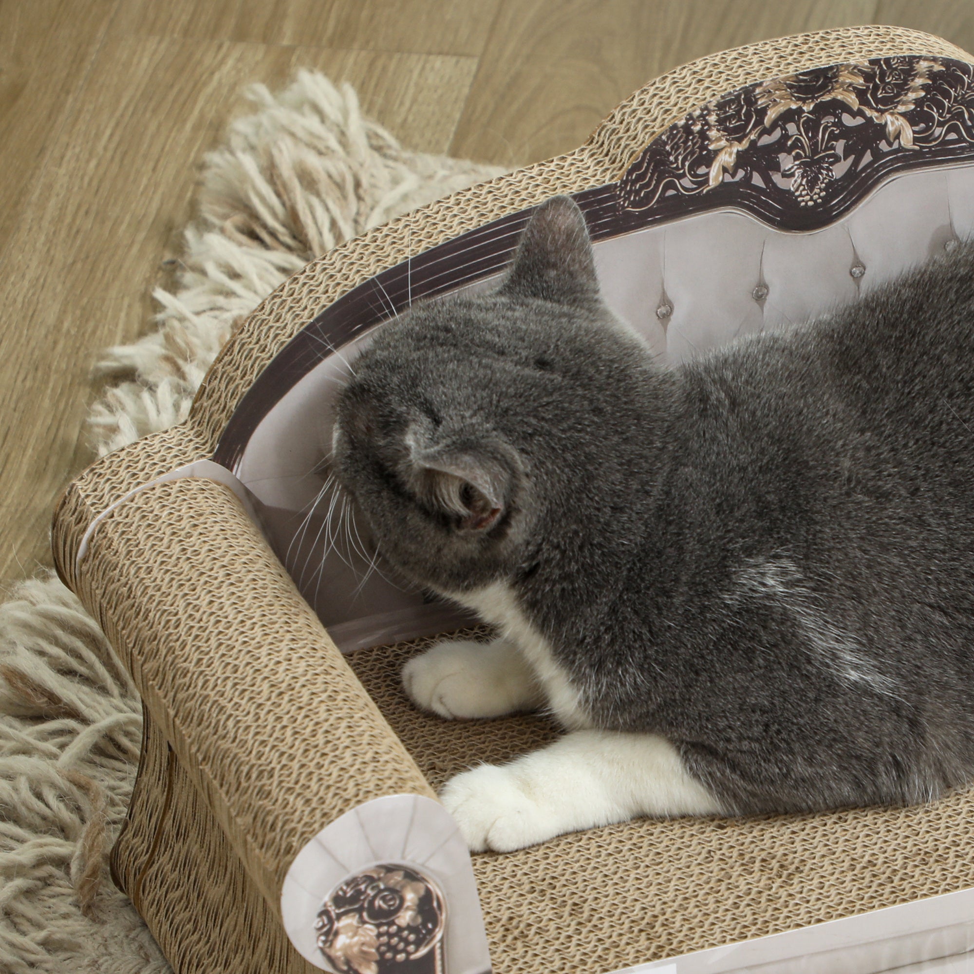 PawHut Cat Scratching Board Sofa Bed with Catnip for Indoor Cats
