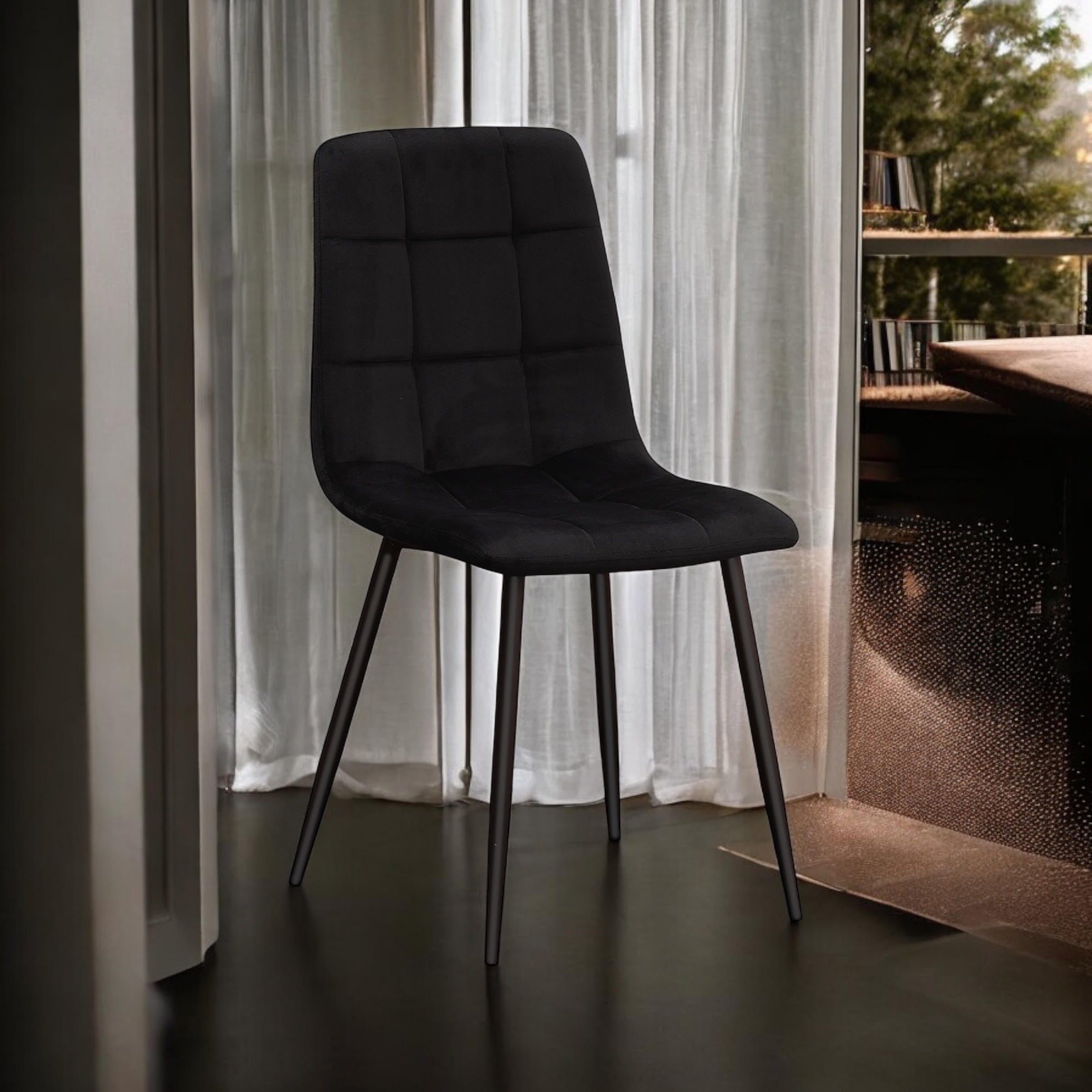 MSL Scandinavian Black Fabric Chair with Black Metal Eiffel-Style Legs