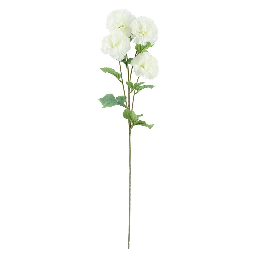 Pack of 6 White Artificial Carnation Stems, 70cm, Silk Flowers, 24 Flowers Total