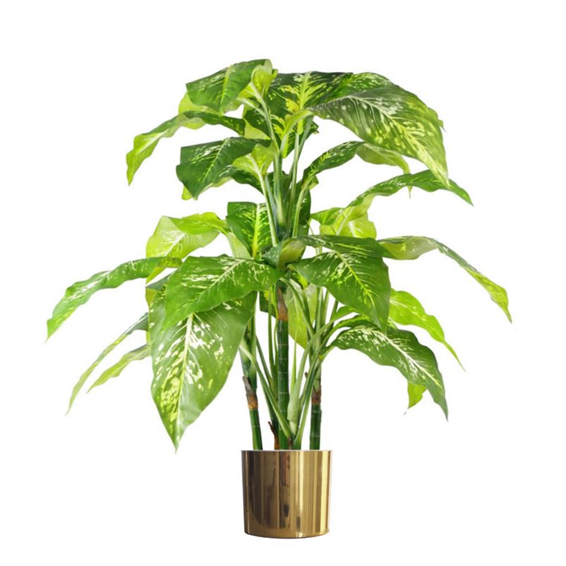 100cm Large Fox's Aglaonema Realistic Artificial Tree with Separate Metal Planter