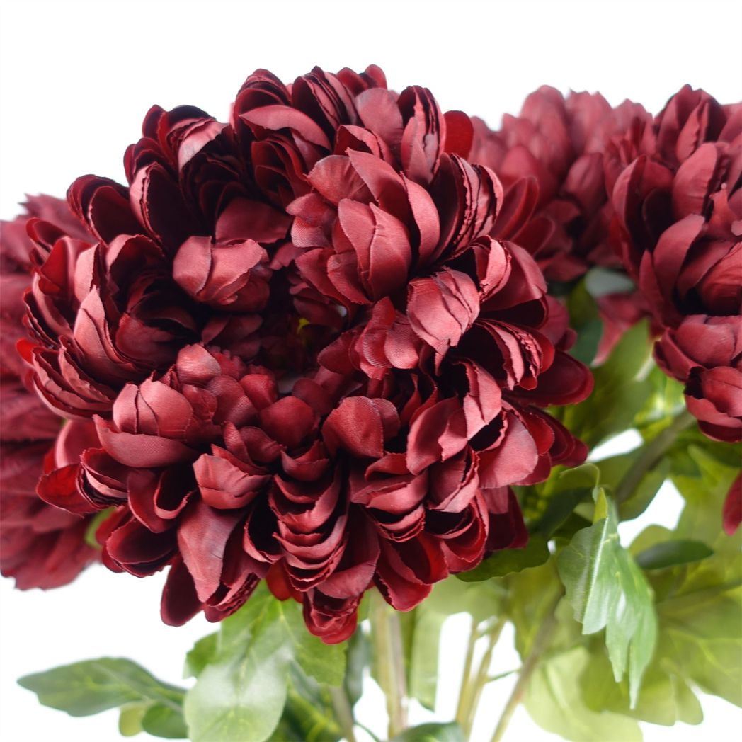 Leaf Pack of 6 Red 75cm Extra Large Reflex Chrysanthemum Silk Flowers