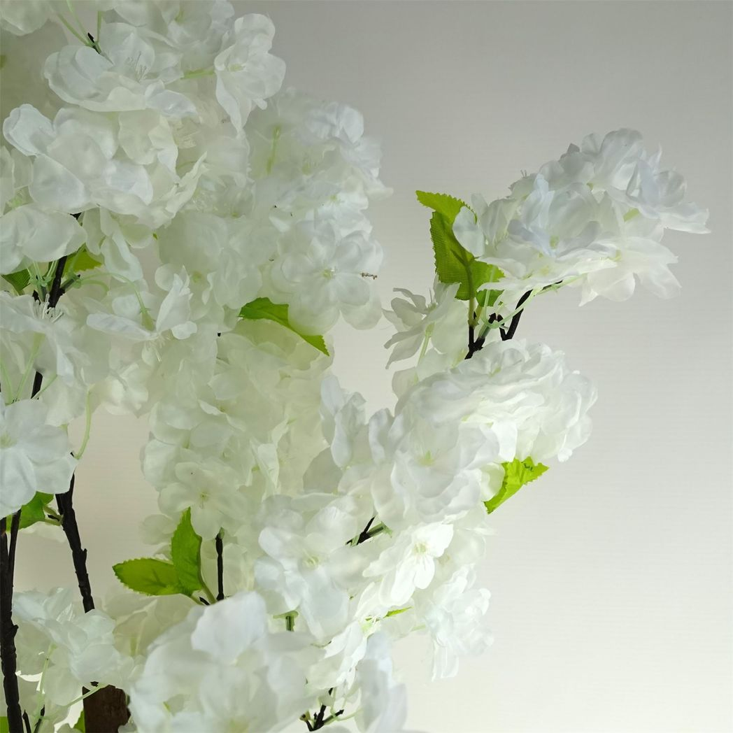 150cm Artificial White Cherry Blossom Tree, Fully Assembled in Pot