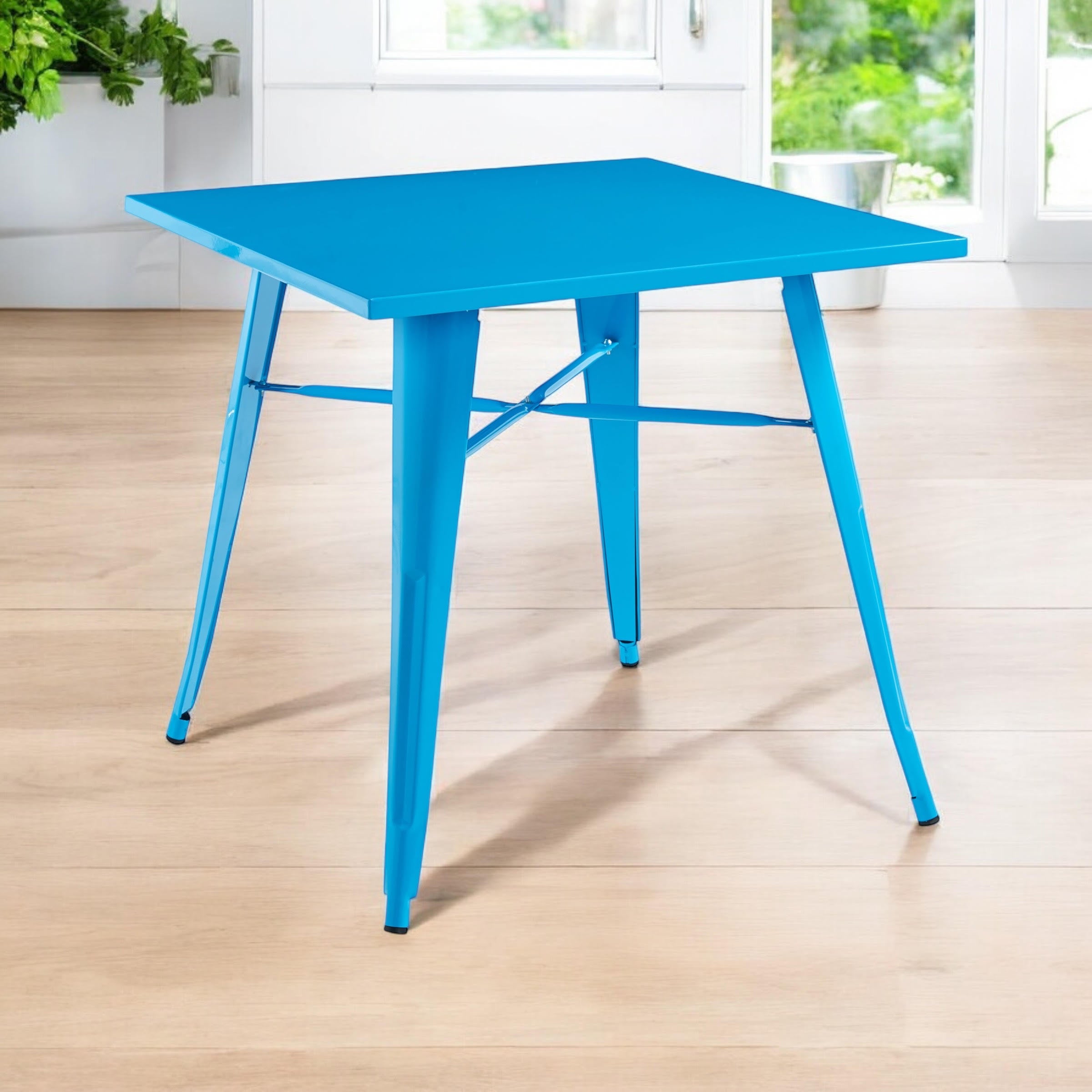 MSL Blue Metal Bar Table 80 x 80 x 76 cm Outdoor Use