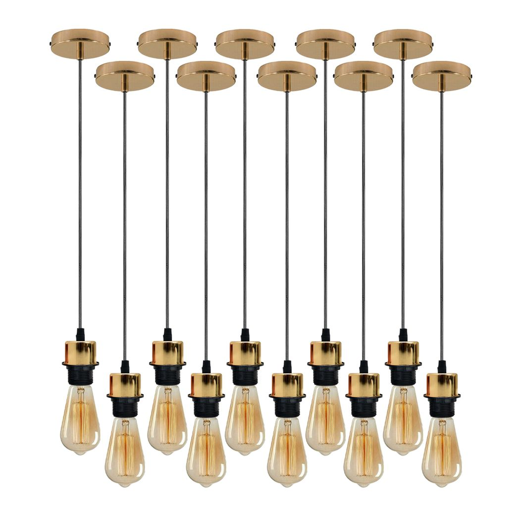10 Pack Industrial Vintage E27 Pendant Light Holder Set, 95cm Cable